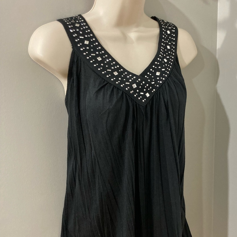 Black Sleeveless Top with Embellishments